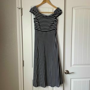 Banana Republic Off-the-Shoulder Navy & White Dress